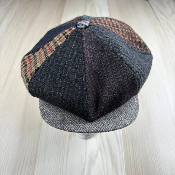 Sima Int. Mens Multicolor Patchwork Wool Duckbill Ivy Flat Cap Newsboy Hat Cap - Picture 1 of 9